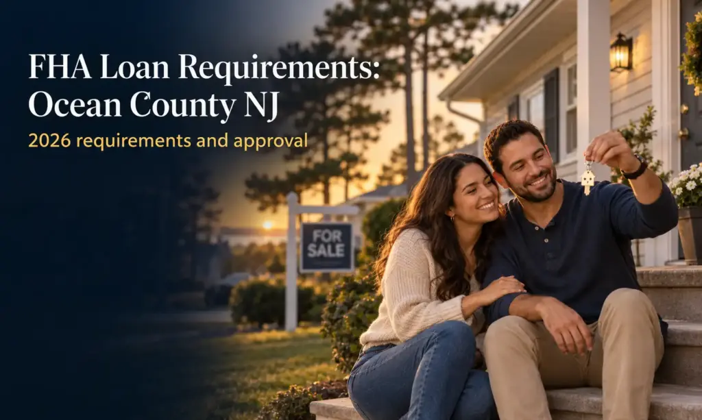 Couple holding house keys on the front steps of a ranch home in Ocean County NJ